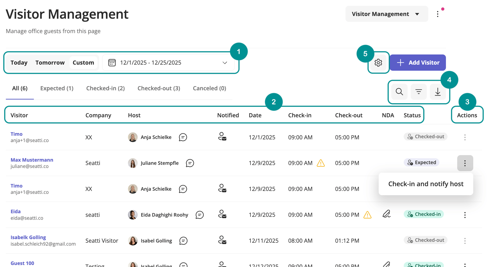 How do I use Visitor Management as an administrator?
